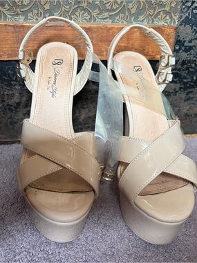 Diverse Style Women's Nude Patent Platform Heels